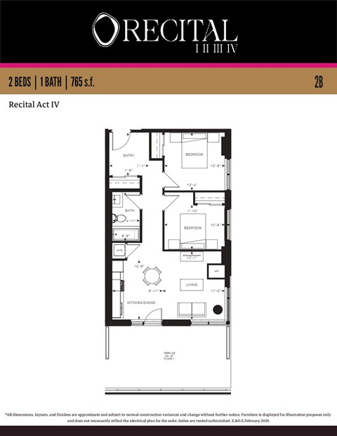 A floor plan for the Recital Act IV apartment.
